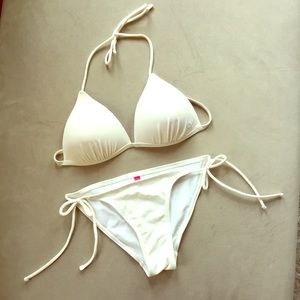 OP 2 piece white bikini lined bottom S/pad top M